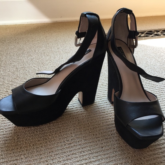 Zara Shoes - Black Zara Woman Heels With Ankle Strap - New!
